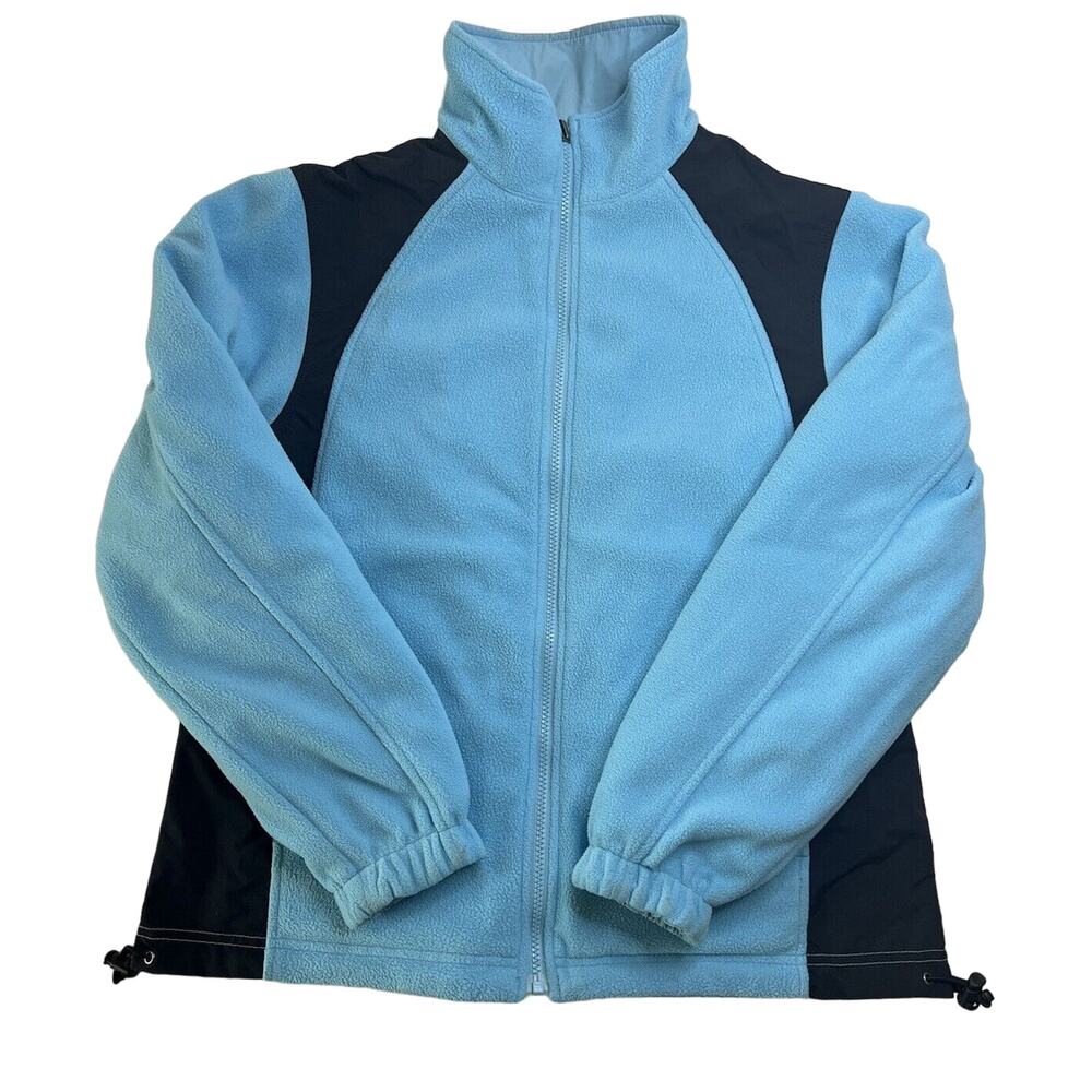 LL Bean Womens Ski‎ Jacket Fleece Reversible Coat Medium Blue Gorpcore Outdoors